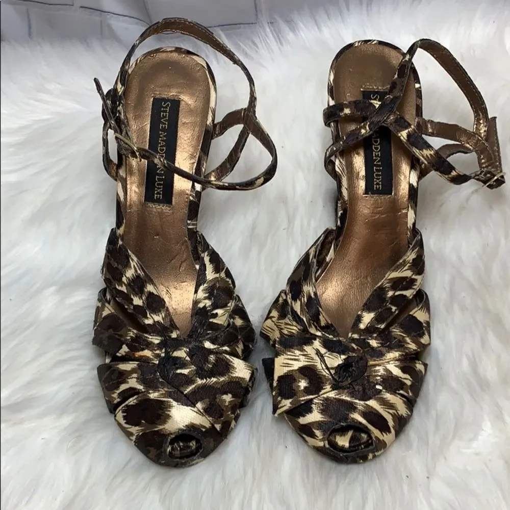 Steve Madden Luxe Clara Cheetah Peep Toe Shoes 8.5‎